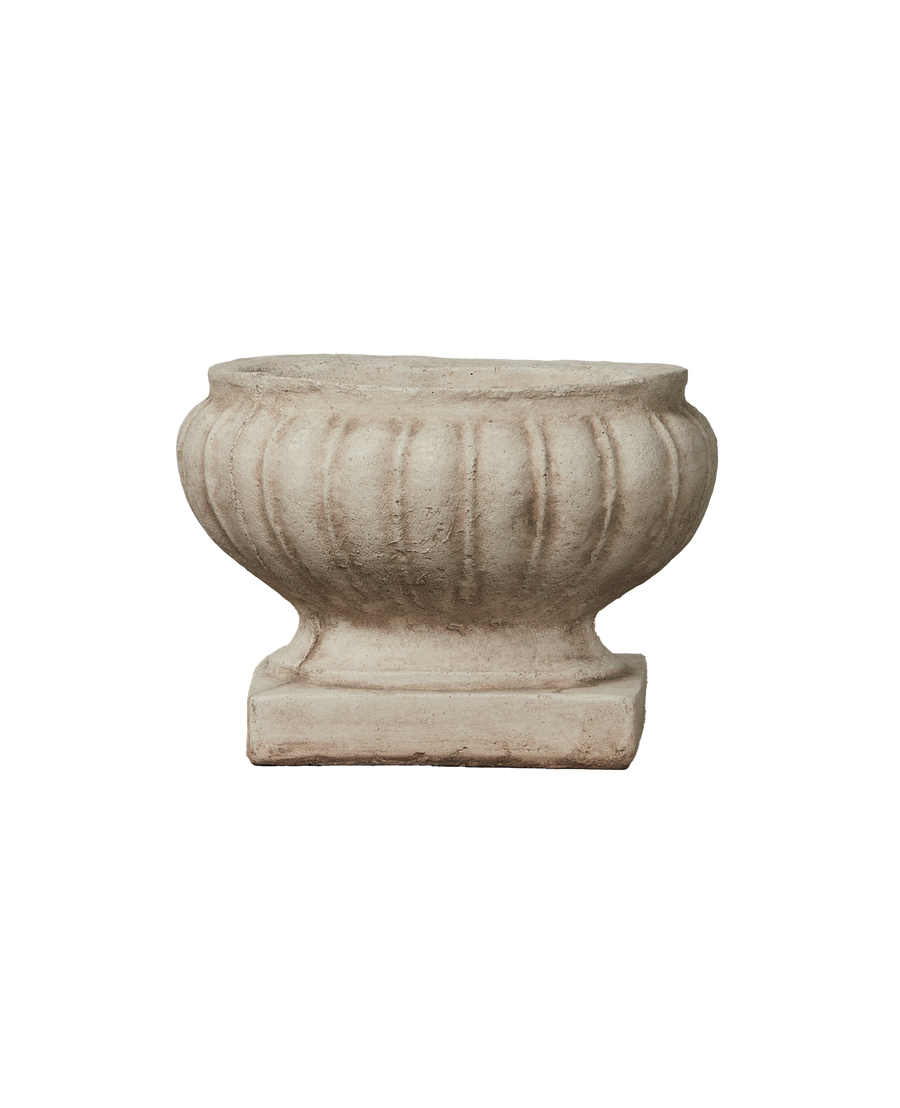 Reproduction Ribbed Oval Urn from Domestic made of Cement