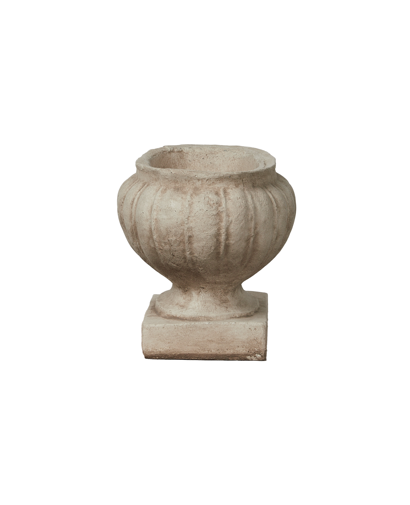 Reproduction Ribbed Oval Urn from Domestic made of Cement