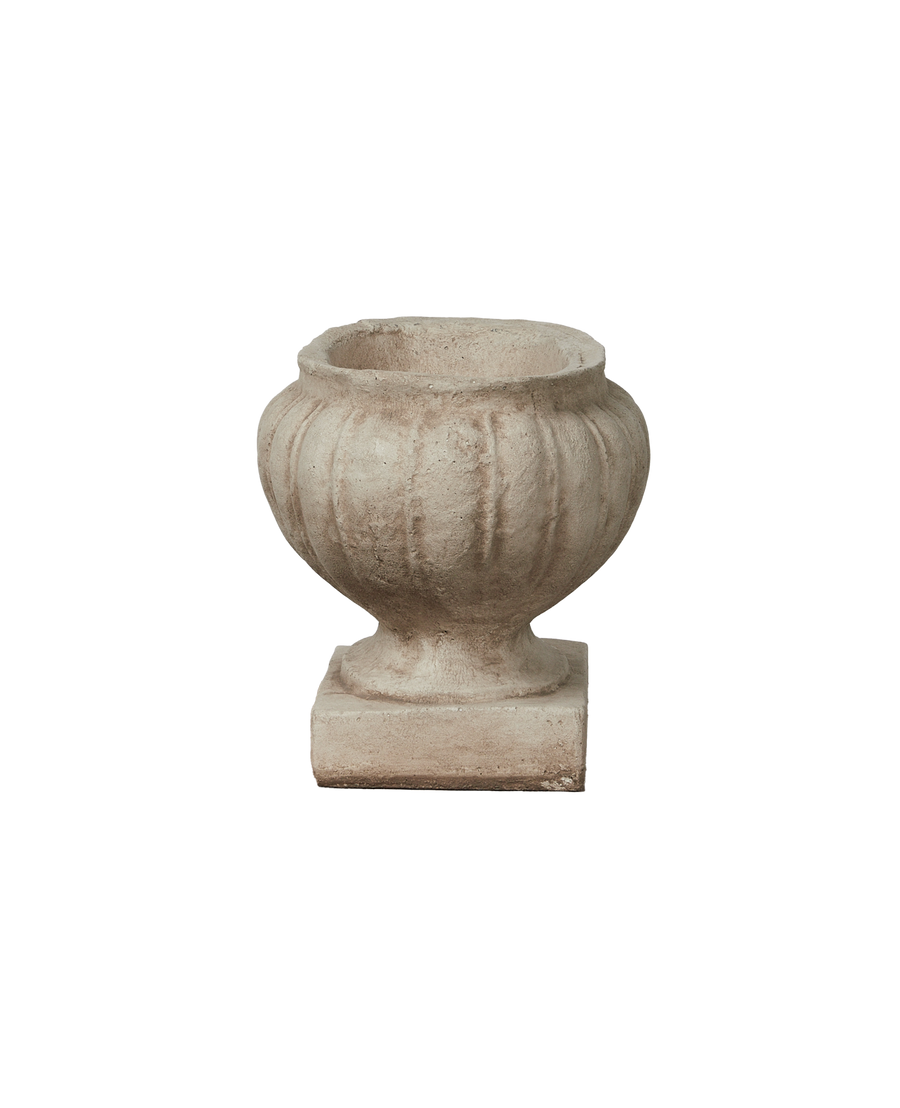 Reproduction Ribbed Oval Urn from Domestic made of Cement