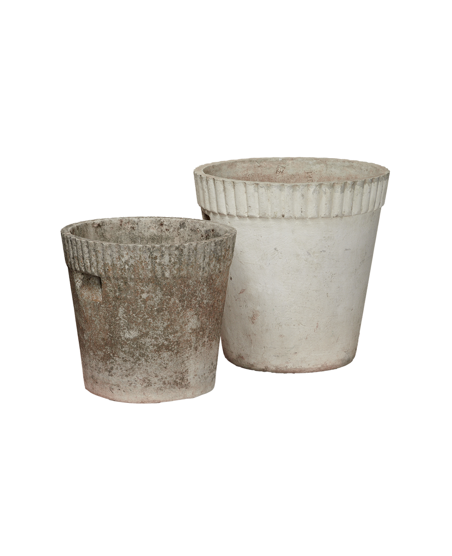 Vintage Willy Guhl Planter - Round Ribbed from Switzerland made of Cement