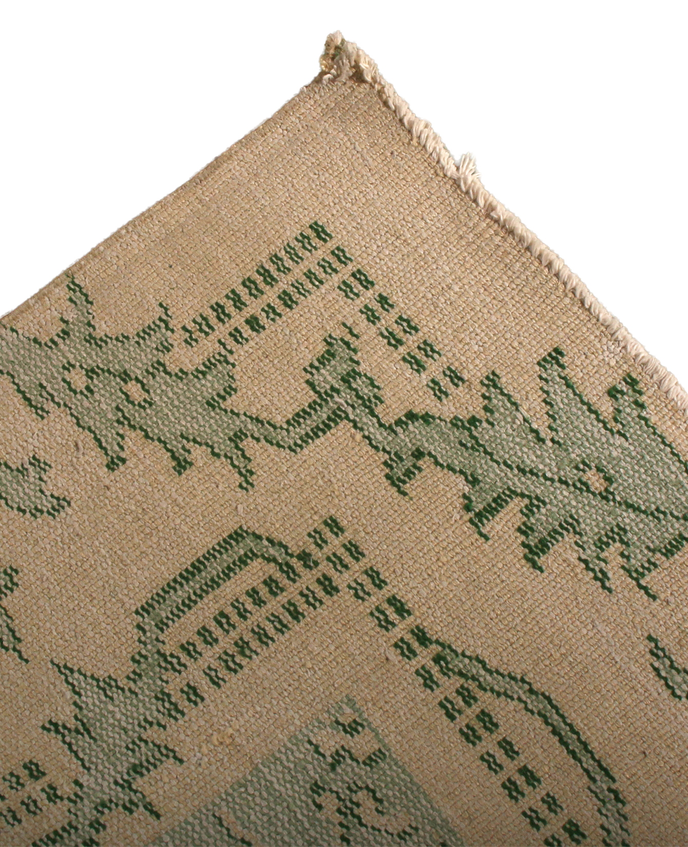 Vintage Country Rug - Green and Beige French Style from Turkey made of Wool