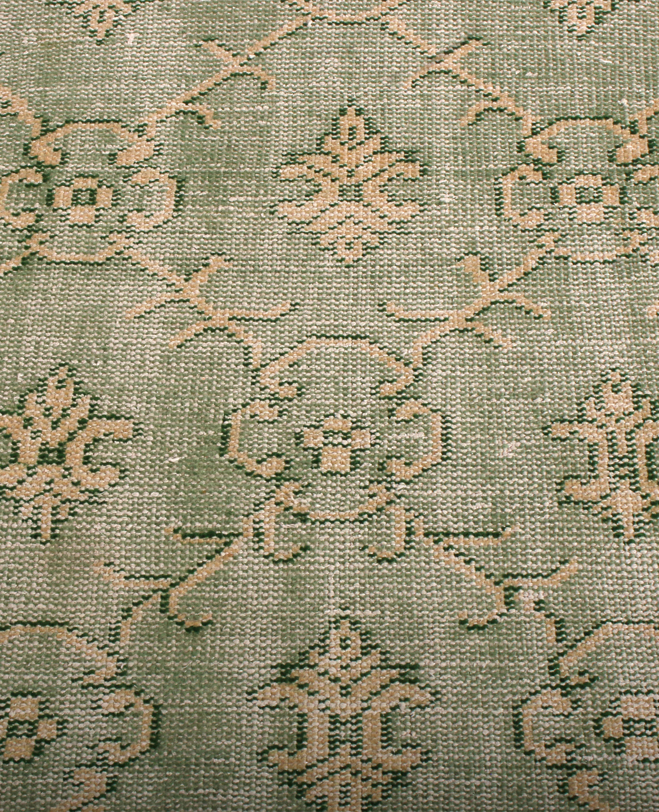 Vintage Country Rug - Green and Beige French Style from Turkey made of Wool