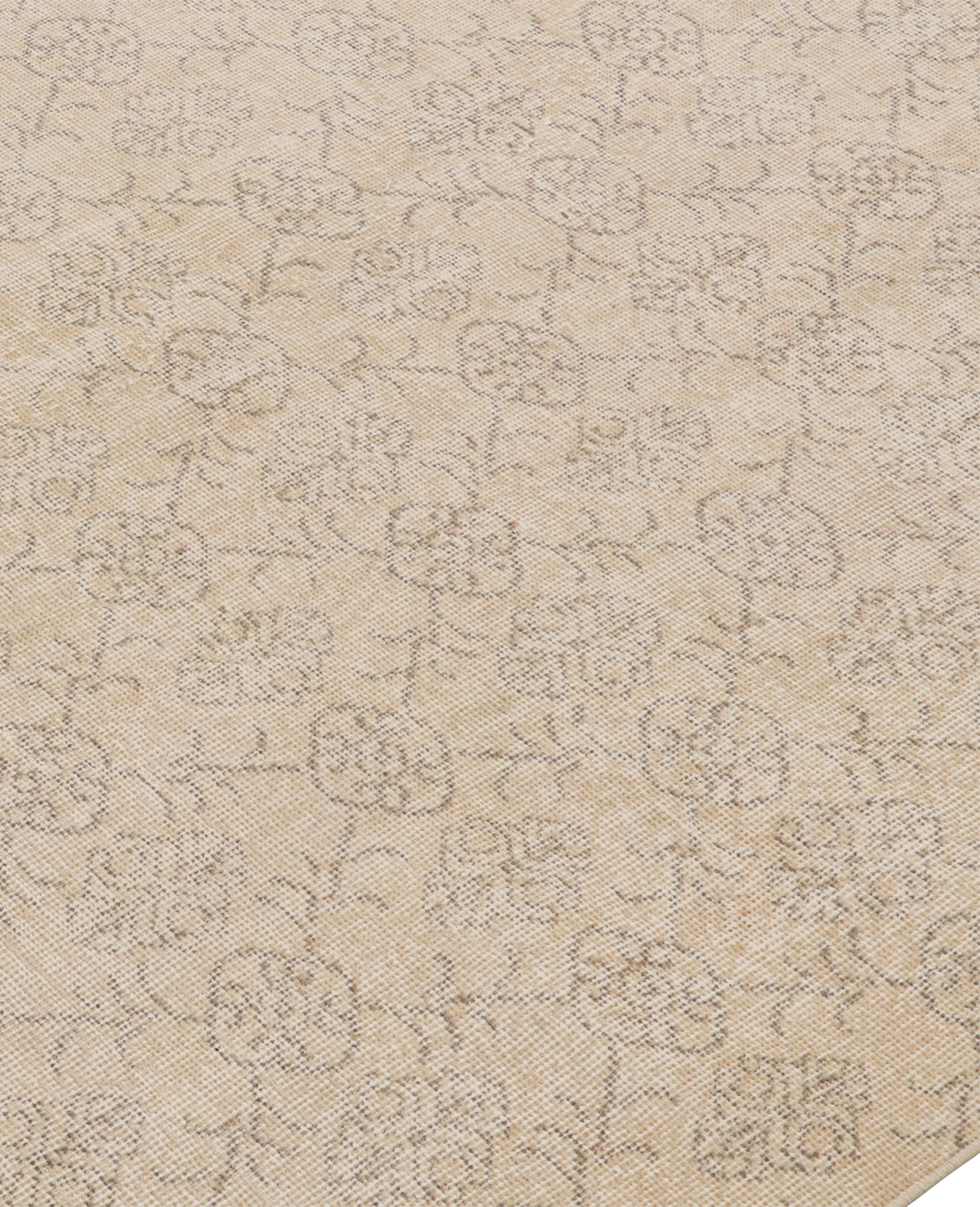 Vintage Zeki Müren Rug - Beige-Brown Geometric from India made of Wool