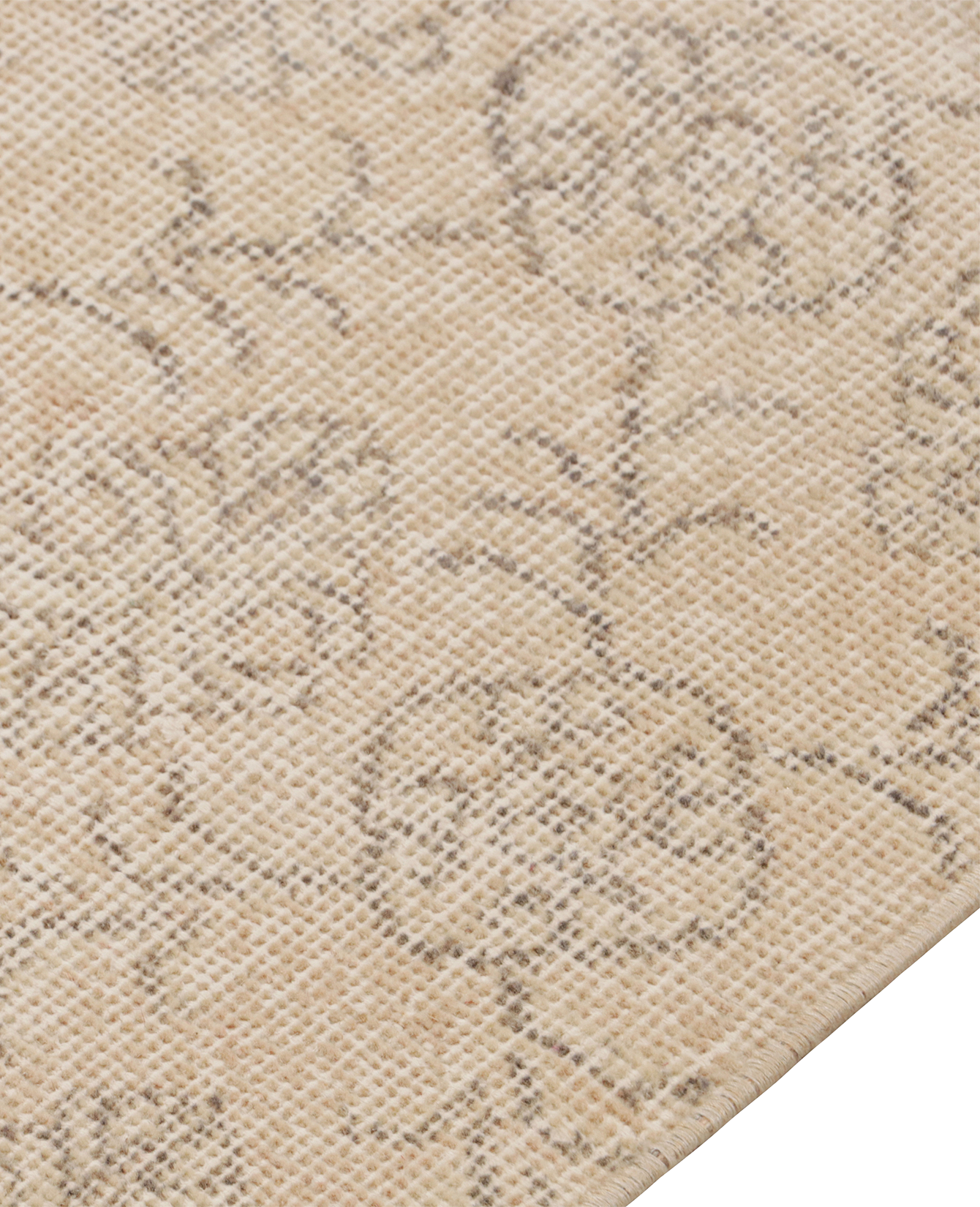 Vintage Zeki Müren Rug - Beige-Brown Geometric from India made of Wool