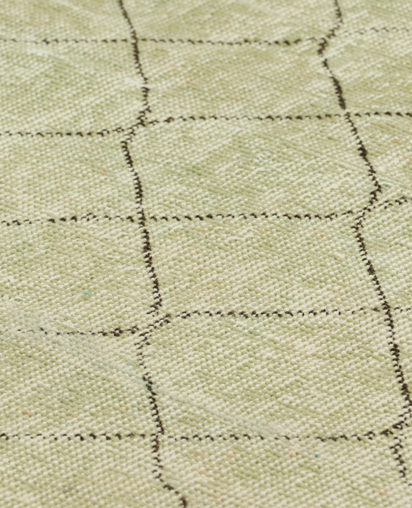Vintage Zeki Müren Rug - Sage Green Geometric from Turkey made of Wool