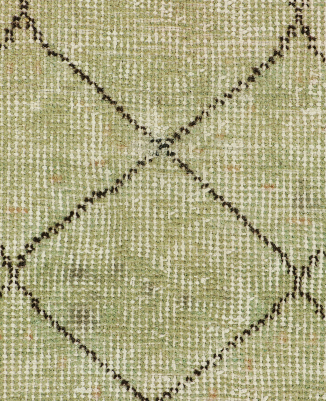 Vintage Zeki Müren Rug - Sage Green Geometric from Turkey made of Wool