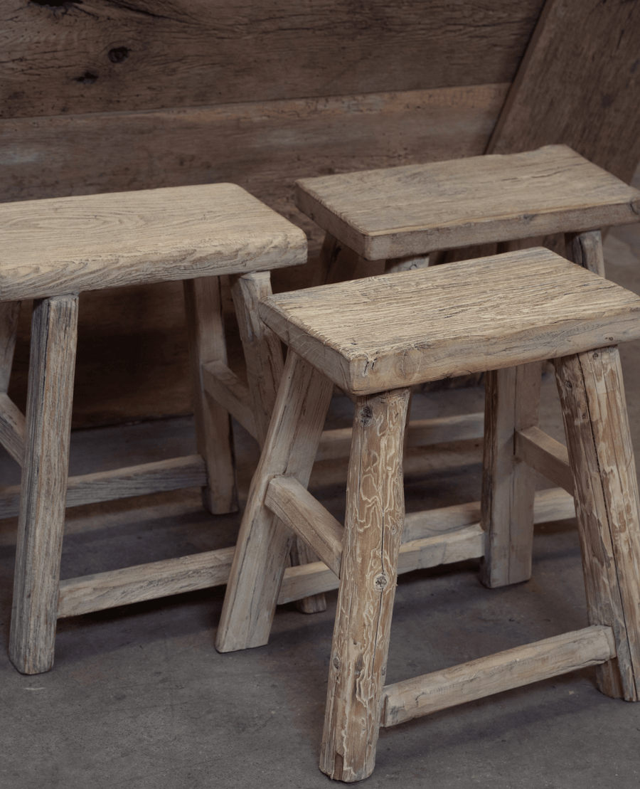 Designed Elm Wood Stool - White Wash from China made of Wood