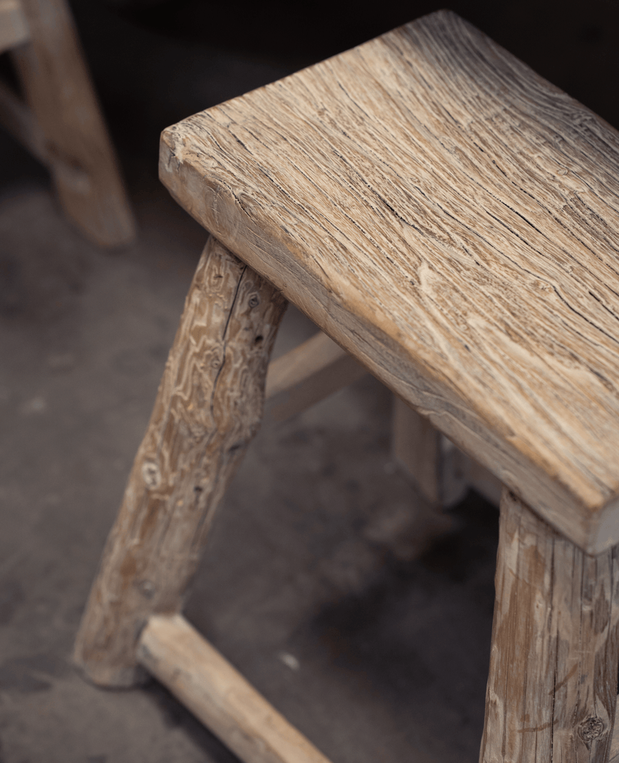 Designed Elm Wood Stool - White Wash from China made of Wood