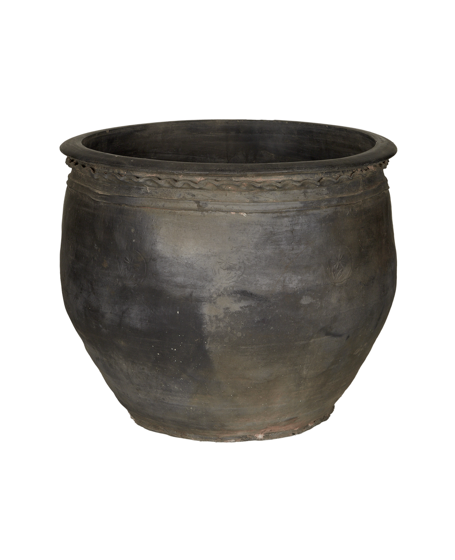Vintage Wide Mouth Pot - Black from China made of Ceramic