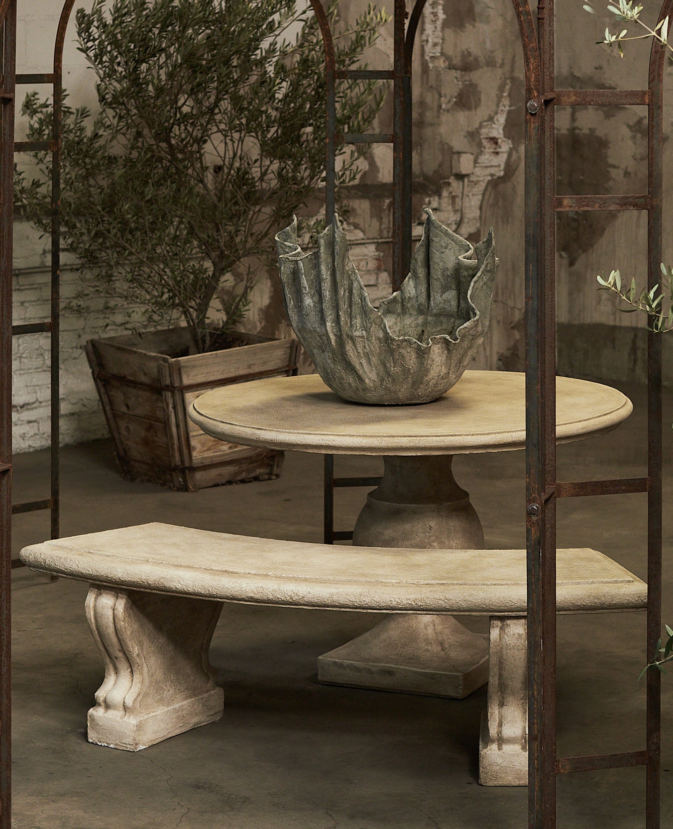 Reproduction Cast Demi Bench from Domestic made of Cement