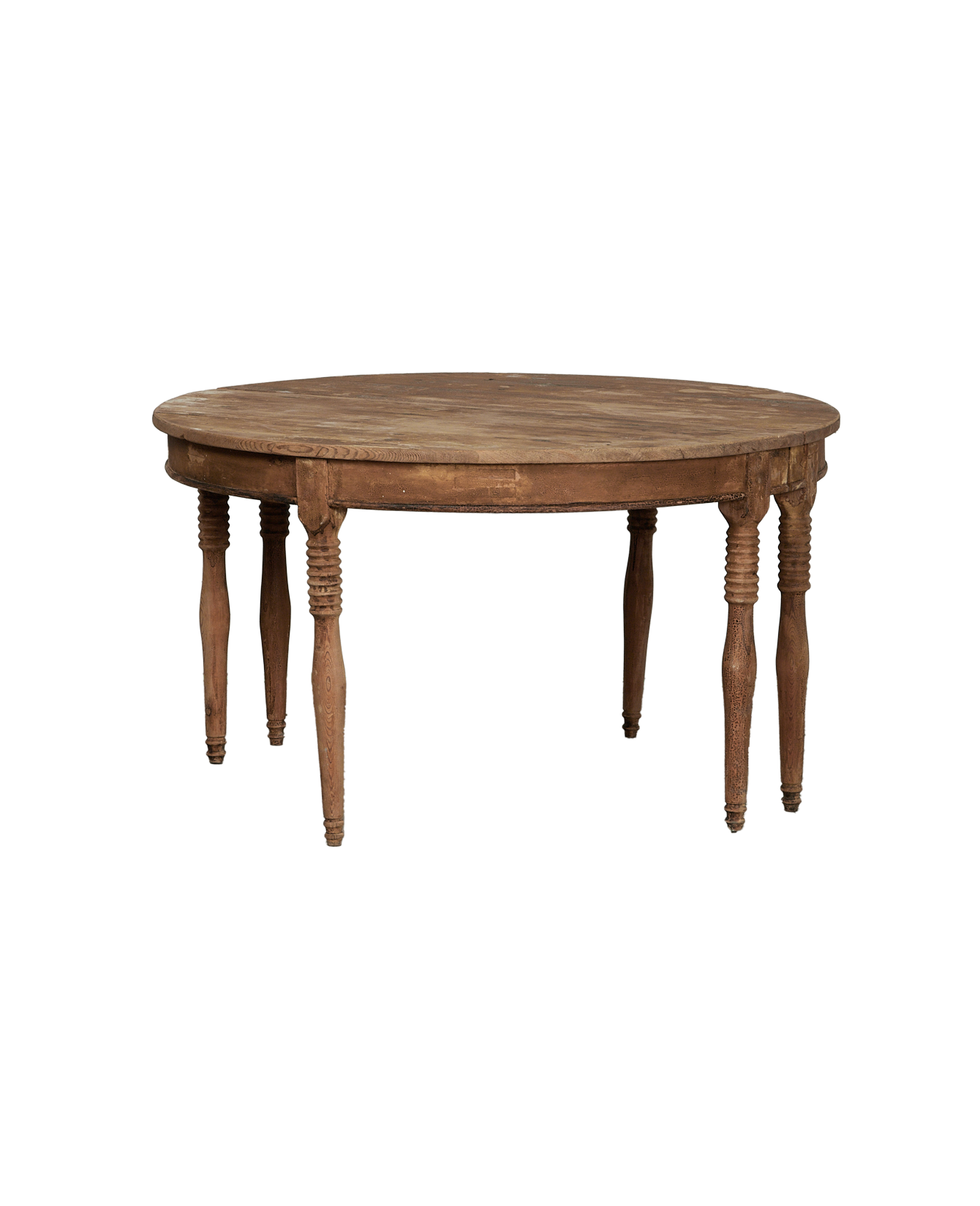 Vintage Turn Leg Dining Table - Round from France made of Wood