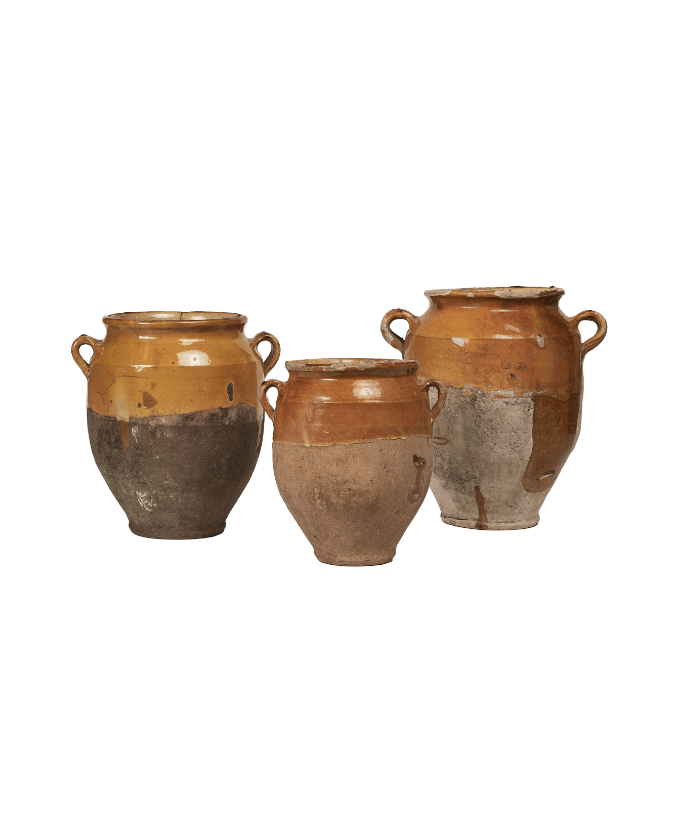 Antique Confit Jar - Yellow Ochre Glaze Assorted from France made of Ceramic