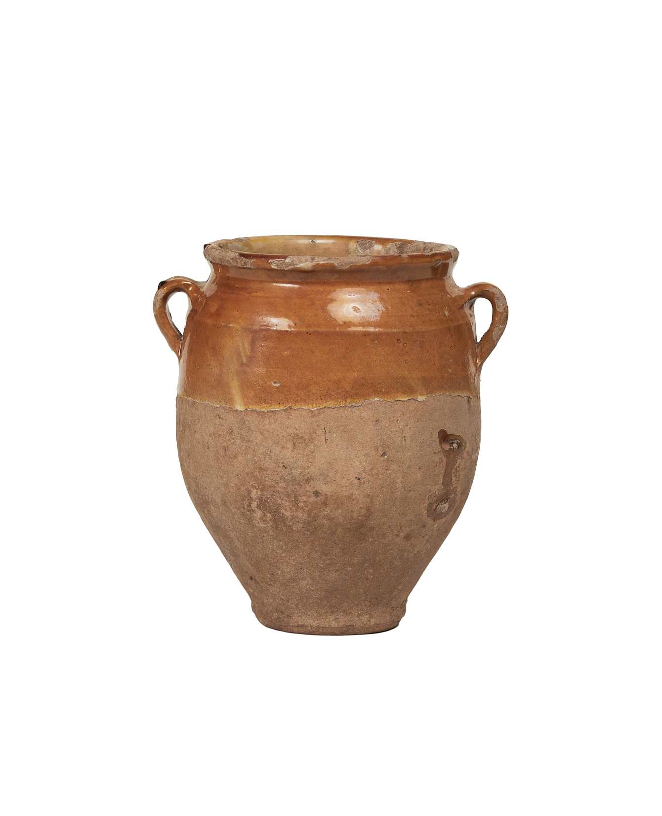 Antique Confit Jar - Yellow Ochre Glaze Assorted from France made of Ceramic