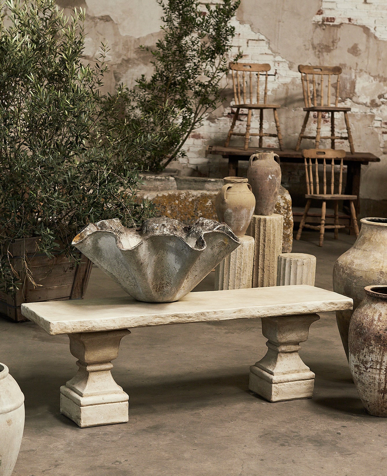 Reproduction Cast Finial Bench from Domestic made of Cement