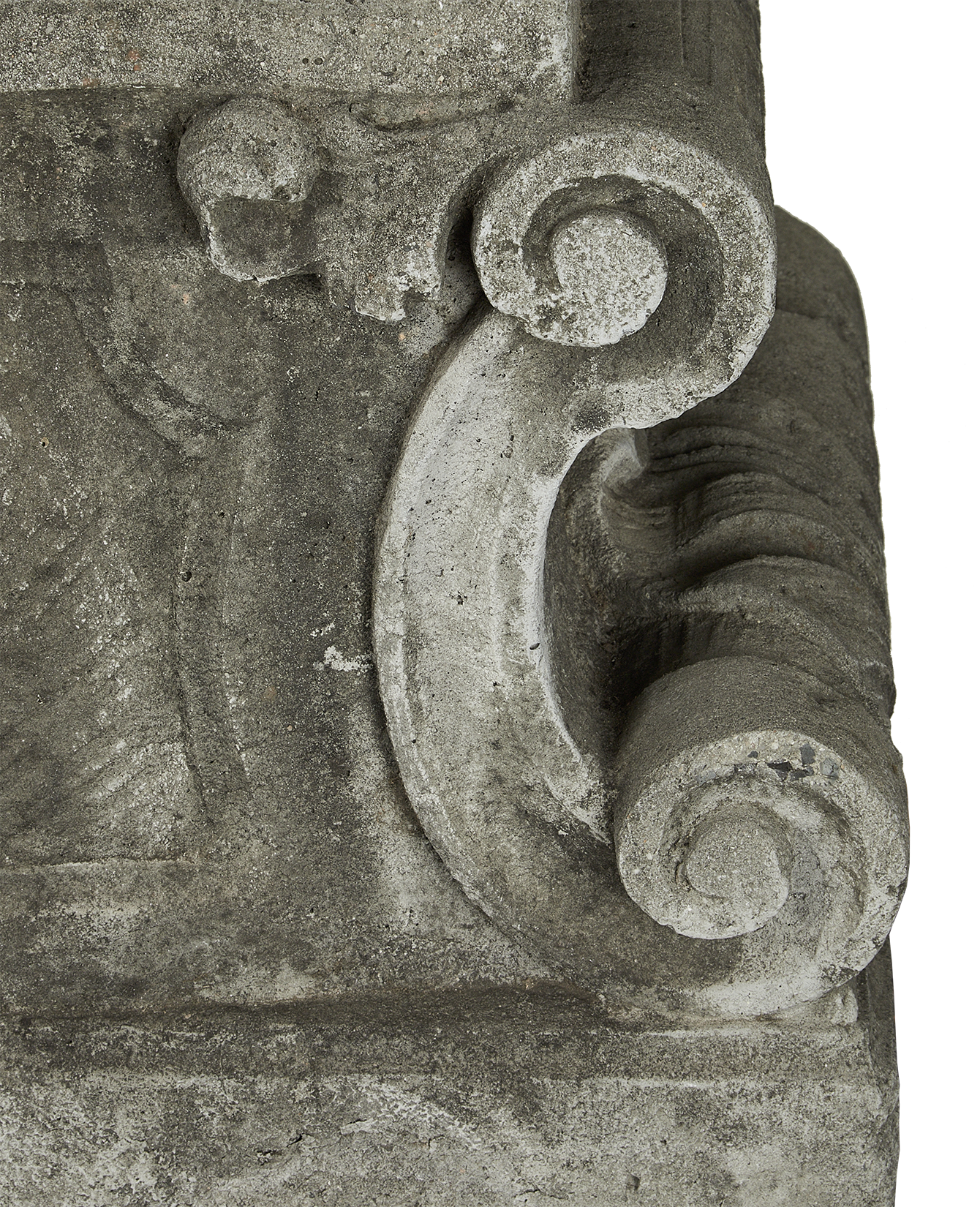 Vintage Scroll Plinth from Domestic made of Cement