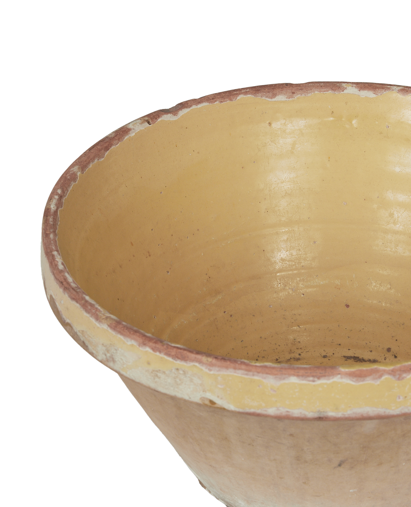Antique Serving Bowl - Yellow Ochre Glaze from France made of Ceramic
