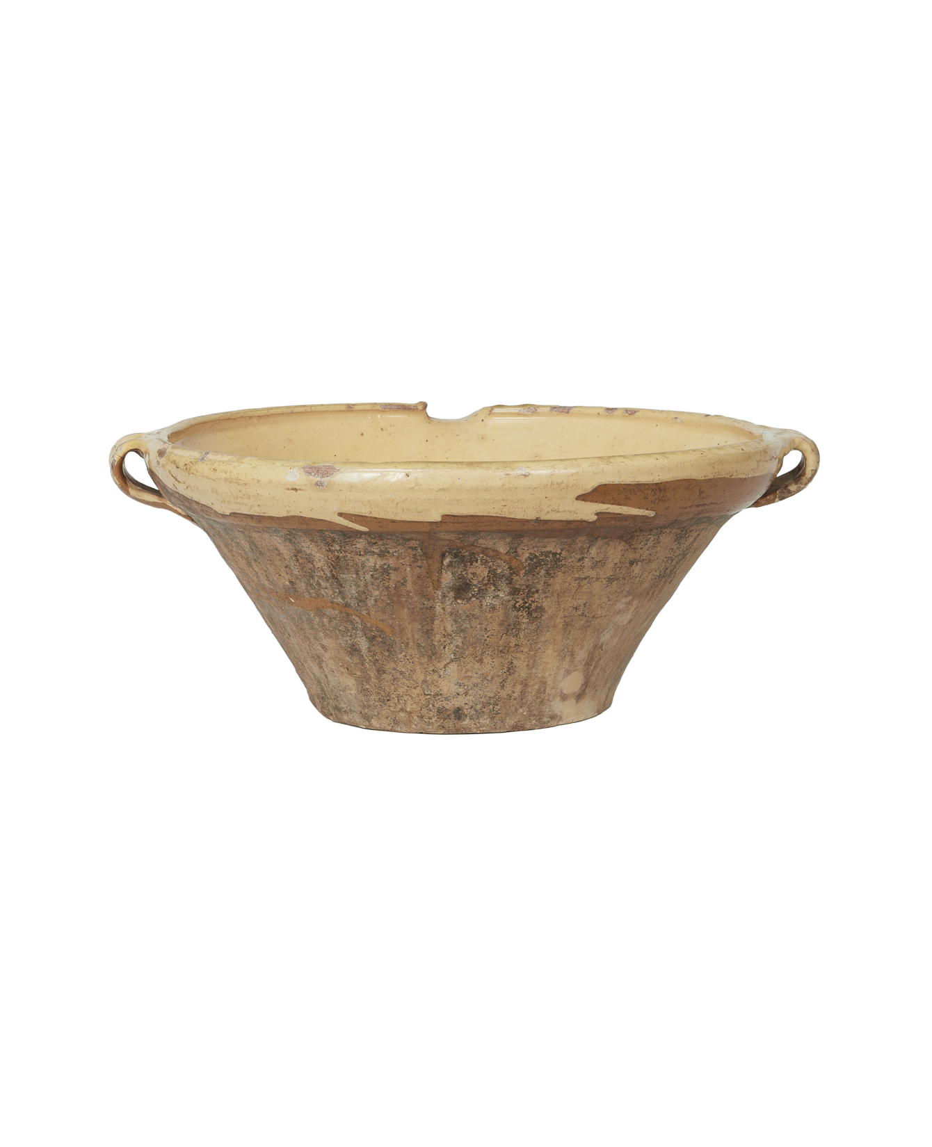 Antique Serving Bowl - Yellow Ochre Glaze from France made of Ceramic