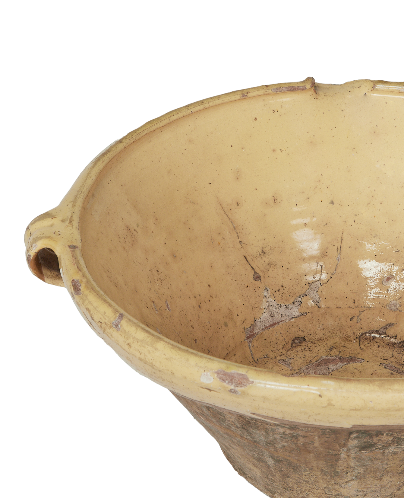 Antique Serving Bowl - Yellow Ochre Glaze from France made of Ceramic