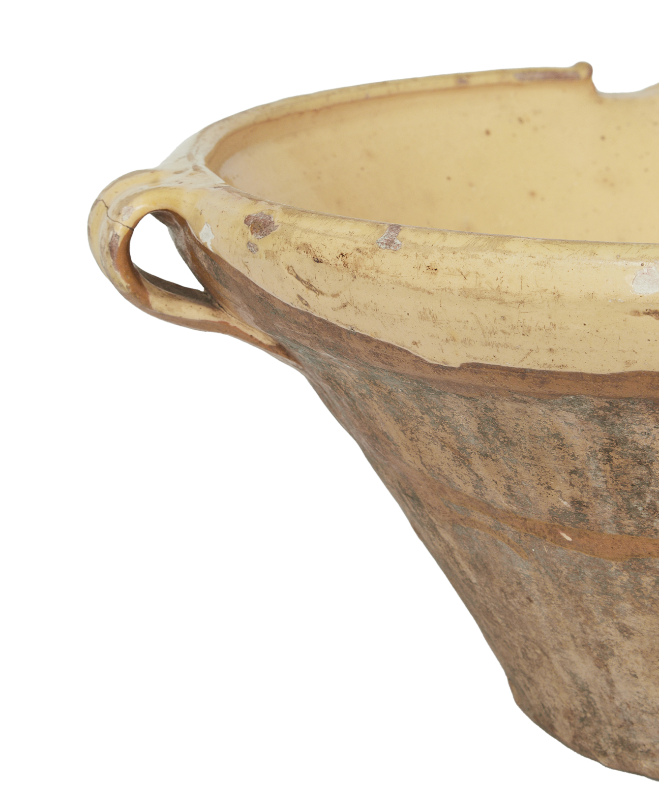 Antique Serving Bowl - Yellow Ochre Glaze from France made of Ceramic