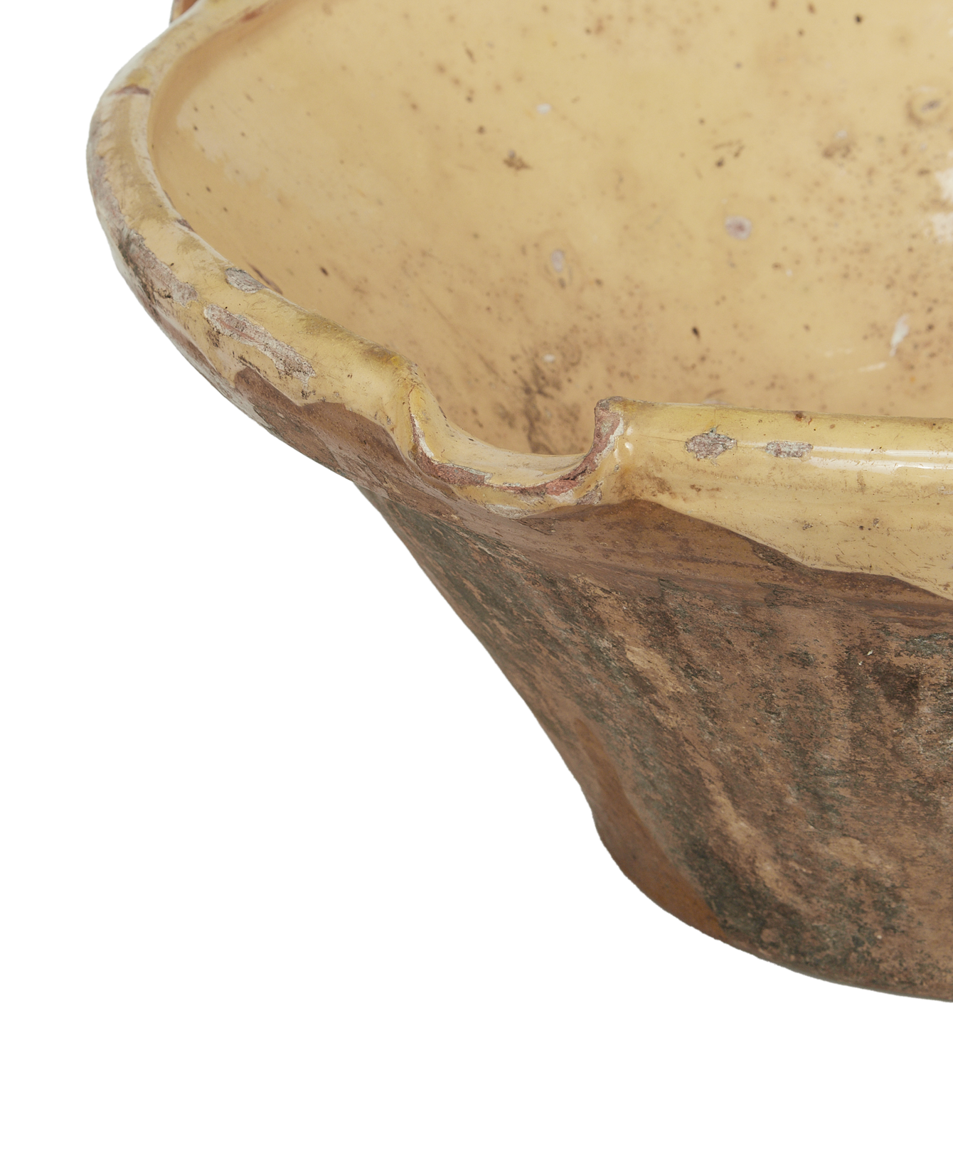 Antique Serving Bowl - Yellow Ochre Glaze from France made of Ceramic