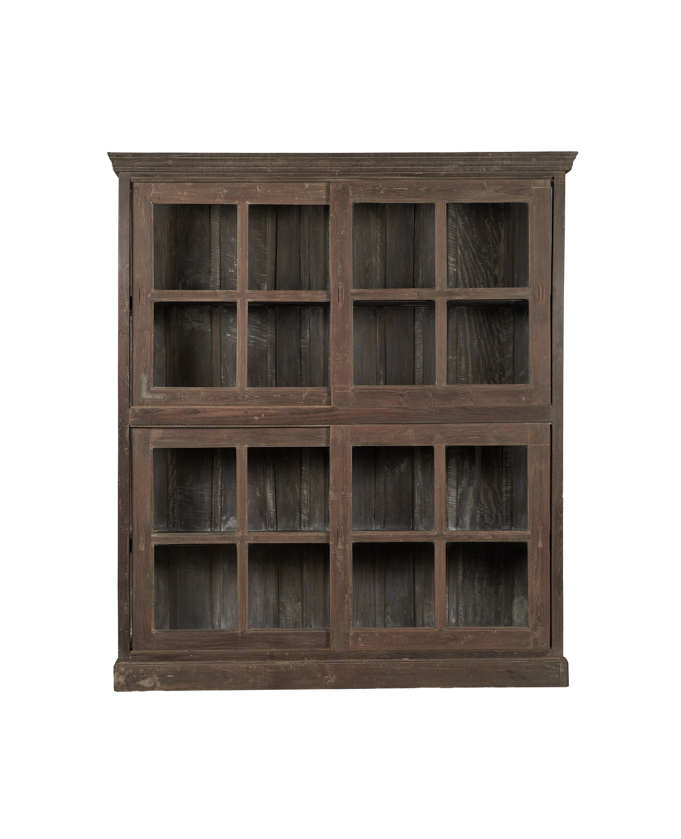 Vintage Wood & Glass Cabinet - Natural from India made of Acacia Wood