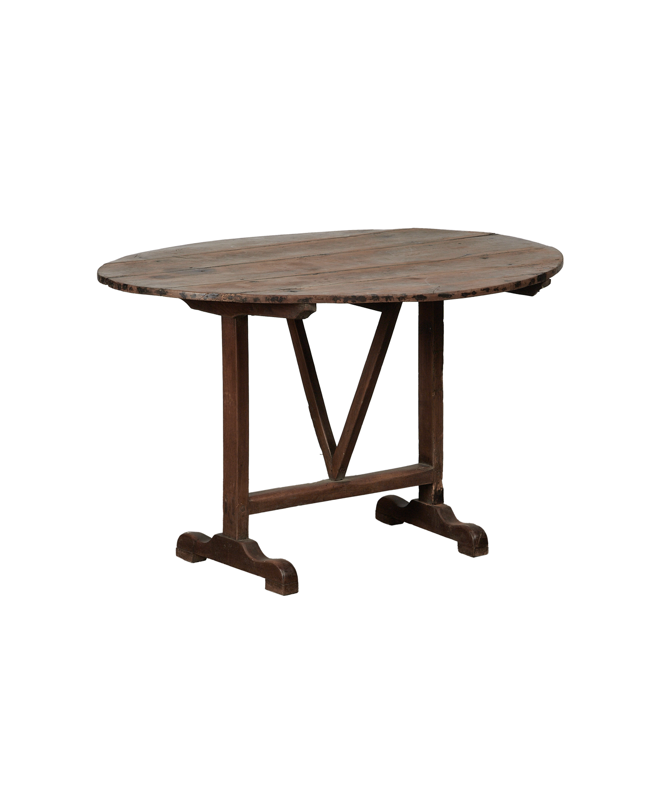 Vintage Wine Tasting Table - Oval from France made of Wood