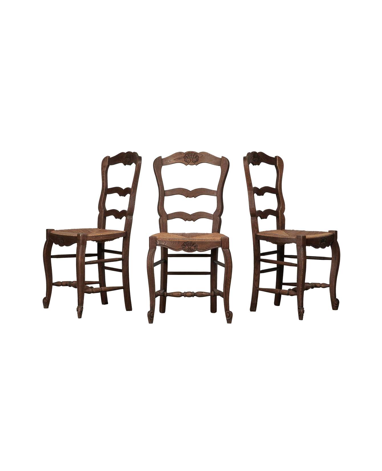 Antique Rush Chair - Embossed Shell from France made of Wood