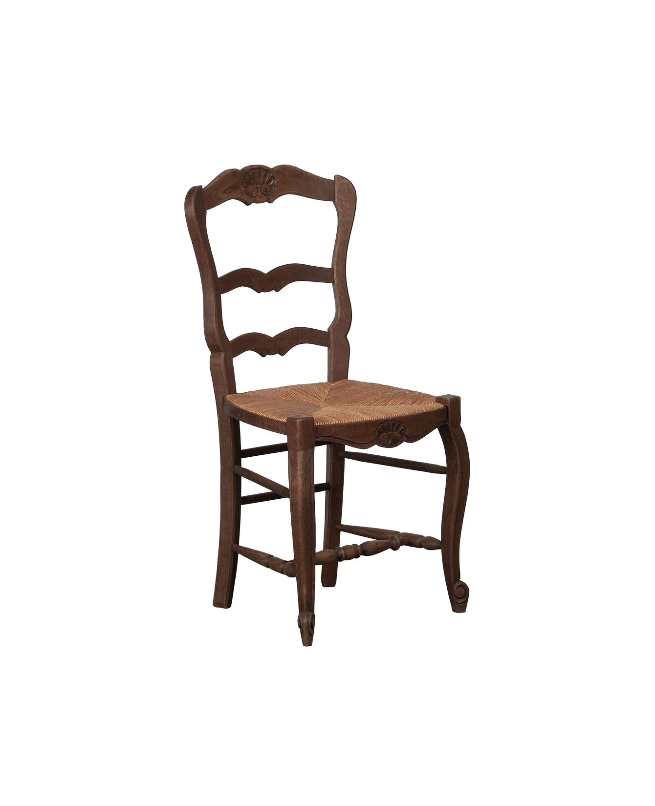Antique Rush Chair - Embossed Shell from France made of Wood