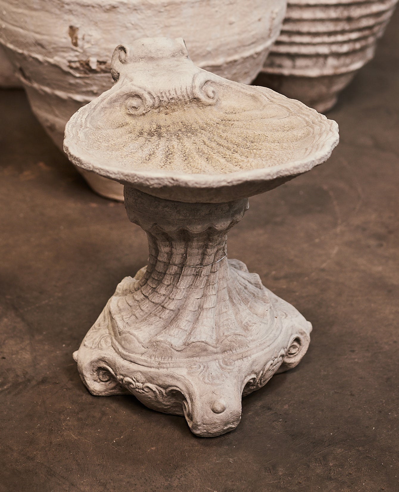 Reproduction Cast Shell Bird Bath from Domestic made of Cement