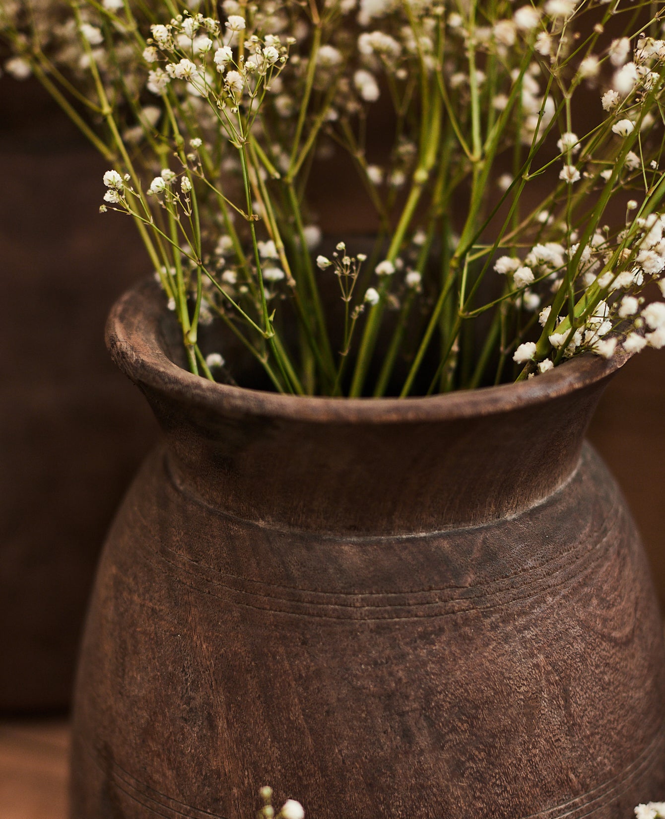 Vintage Teak Vase - Natural from India made of Wood