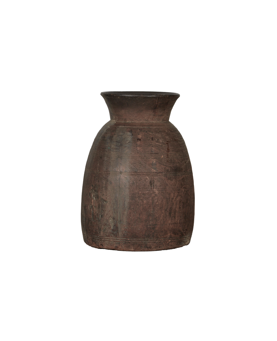 Vintage Teak Vase - Natural from India made of Wood