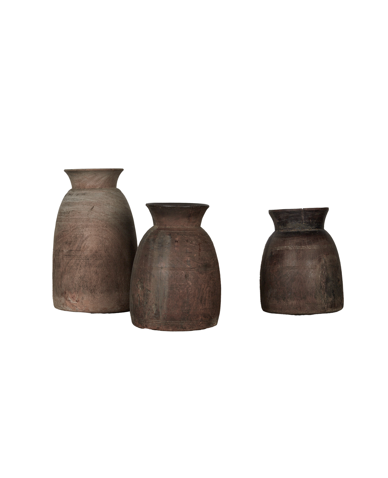 Vintage Teak Vase - Natural from India made of Wood