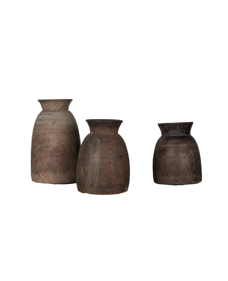 Vintage Teak Vase - Natural from India made of Wood
