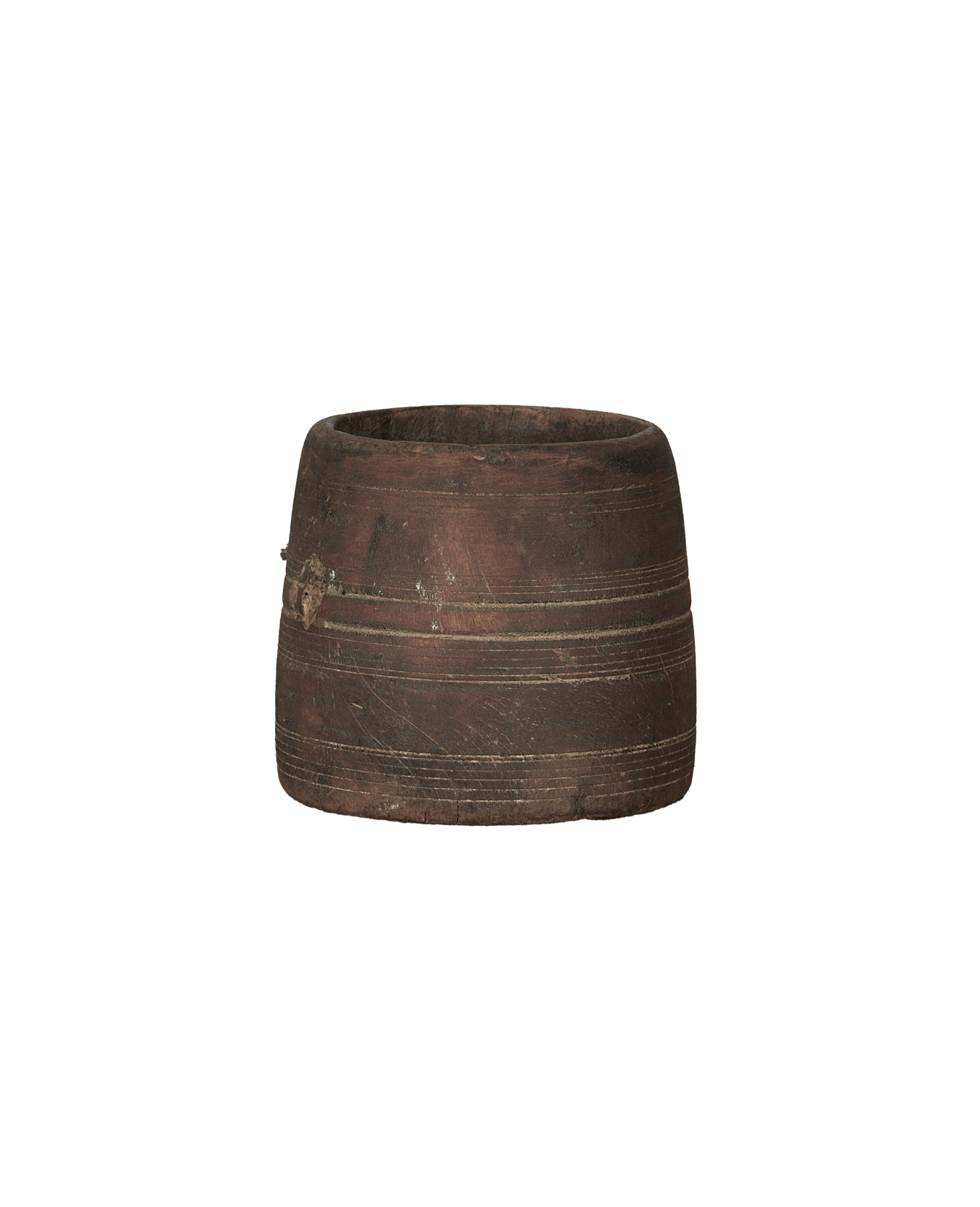 Vintage Teak Pot - Natural from India made of Wood