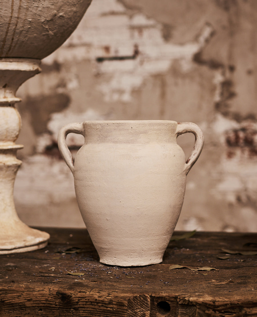 Vintage Two Handle Pot - Limewash from Turkey made of Ceramic