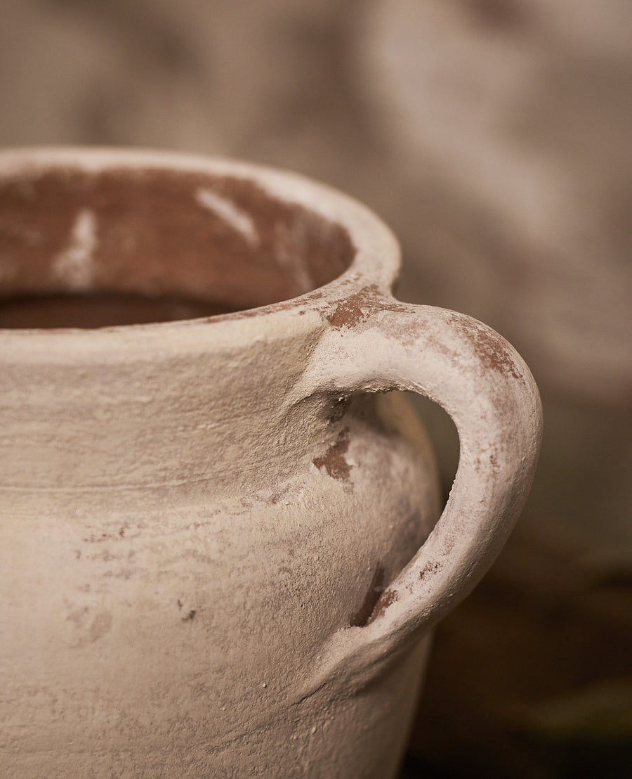 Vintage Two Handle Pot - Limewash from Turkey made of Ceramic