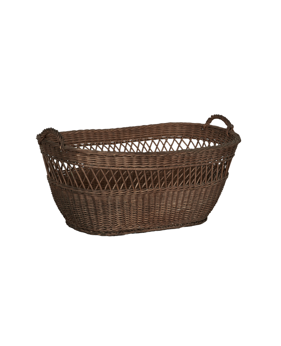 Vintage Laundry Basket - Oval from Greece made of Wicker