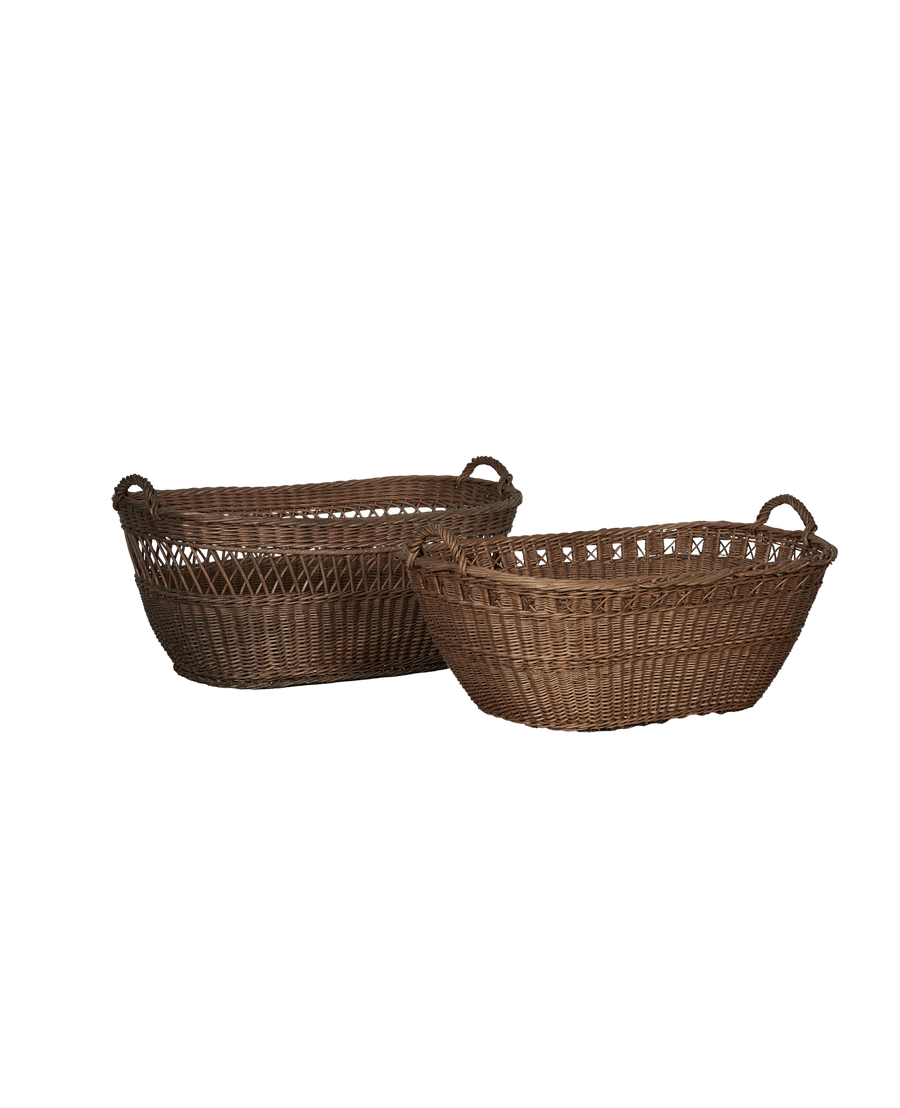 Vintage Laundry Basket - Oval from Greece made of Wicker