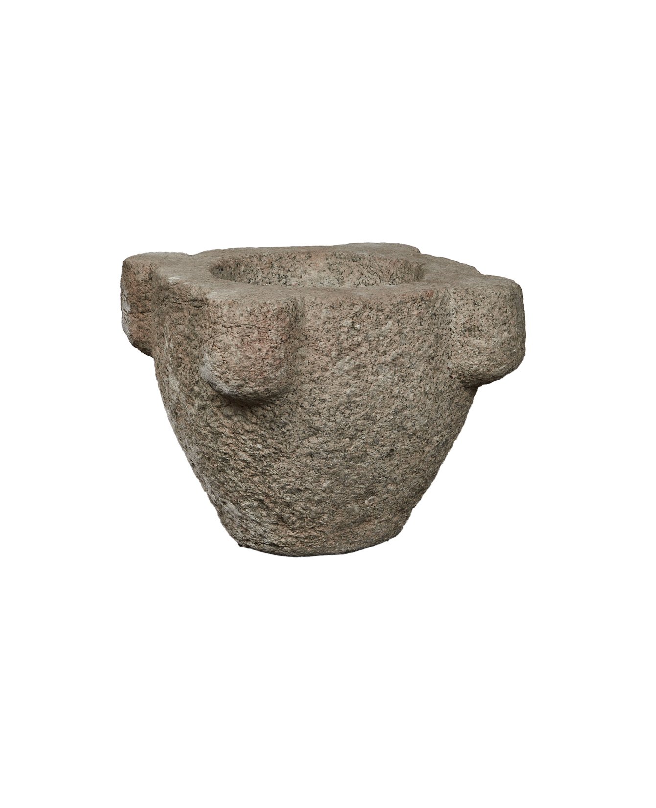Vintage Four Handle Stone Mortar from Italy made of Stone