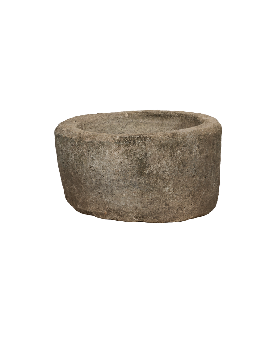 Vintage Limestone Trough - Round from Indonesia - Planters, Fountains, & Water Features