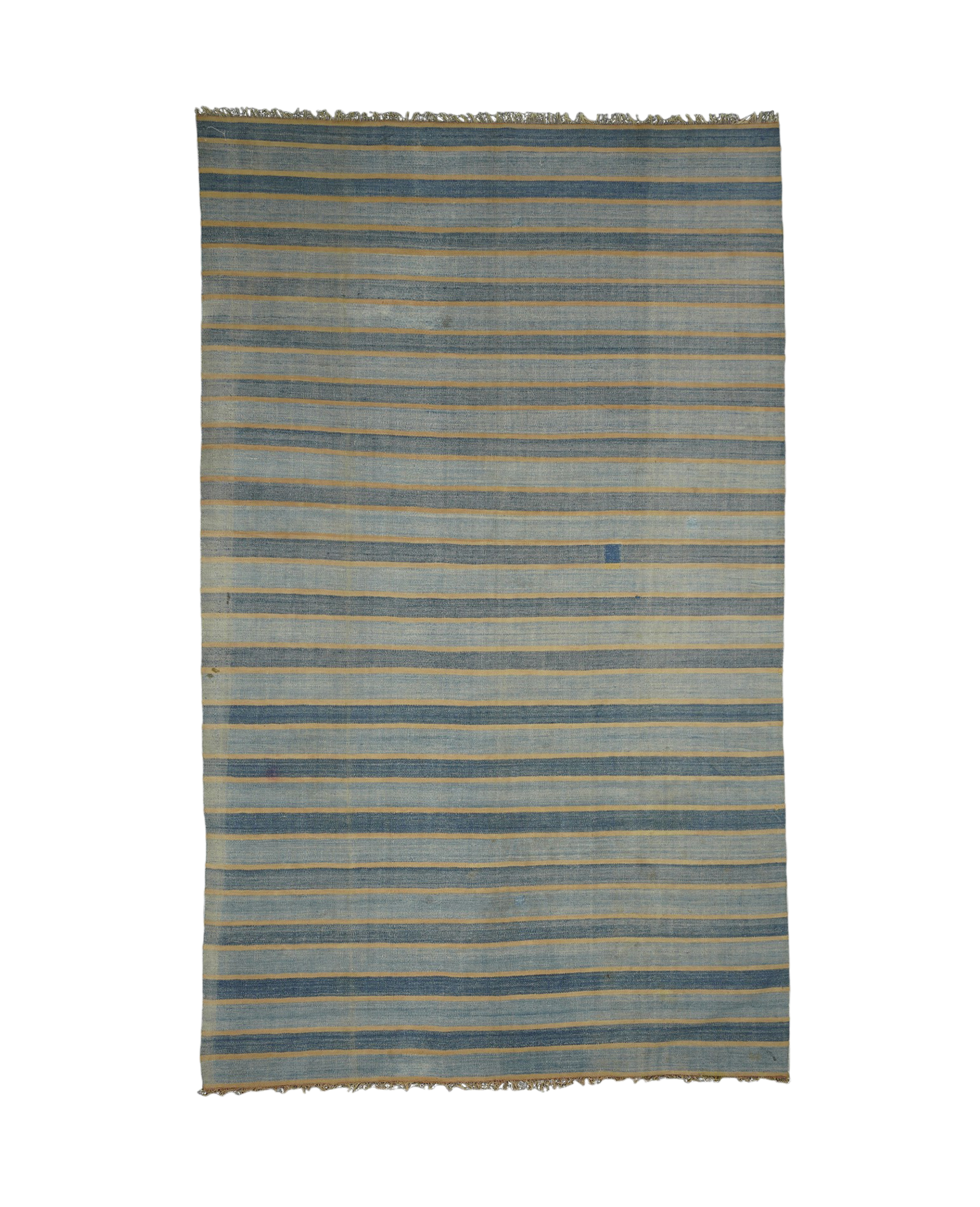Vintage Dhurrie Rug - Light Blue Stripes from India made of Cotton