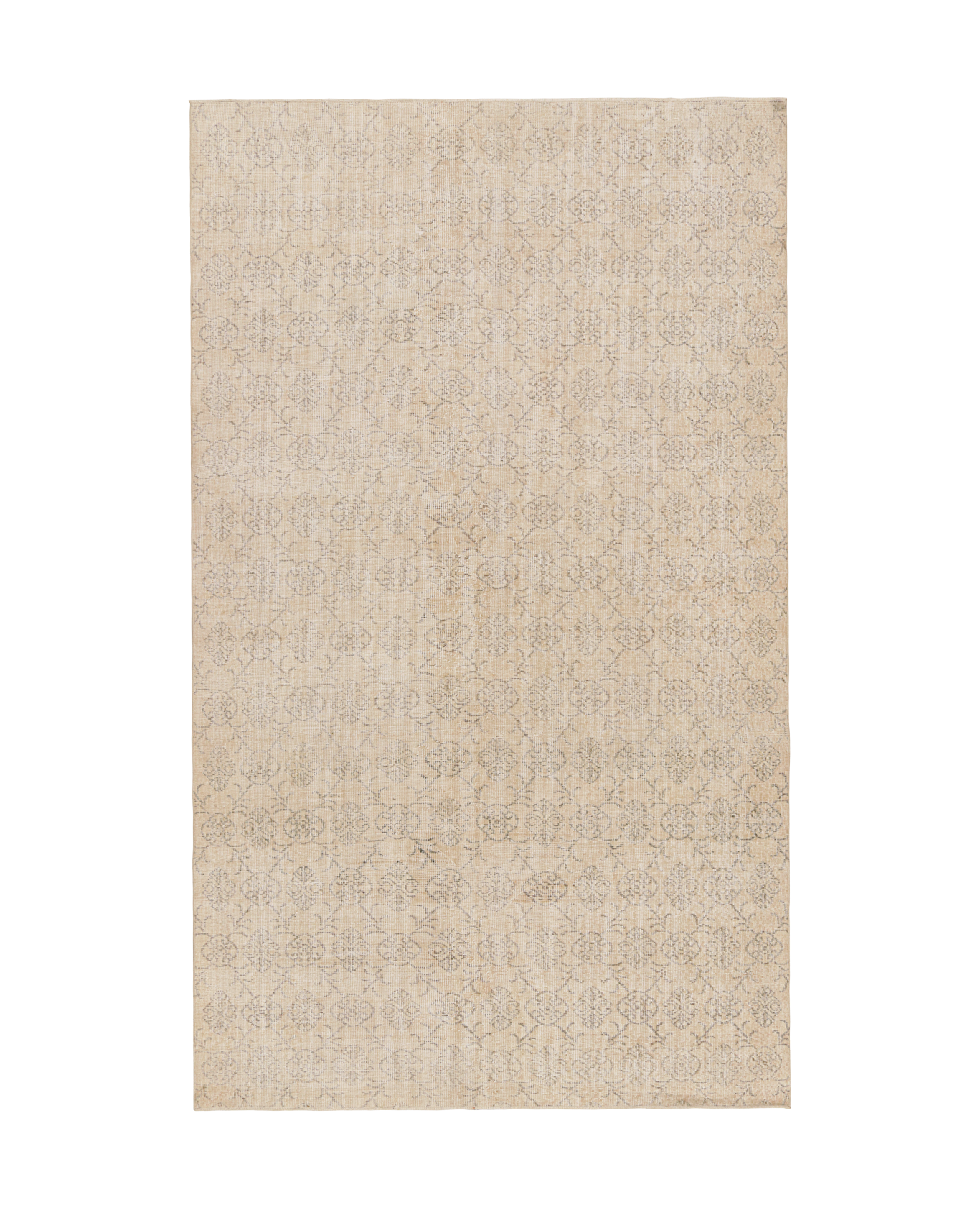 Vintage Zeki Müren Rug - Beige-Brown Geometric from India made of Wool