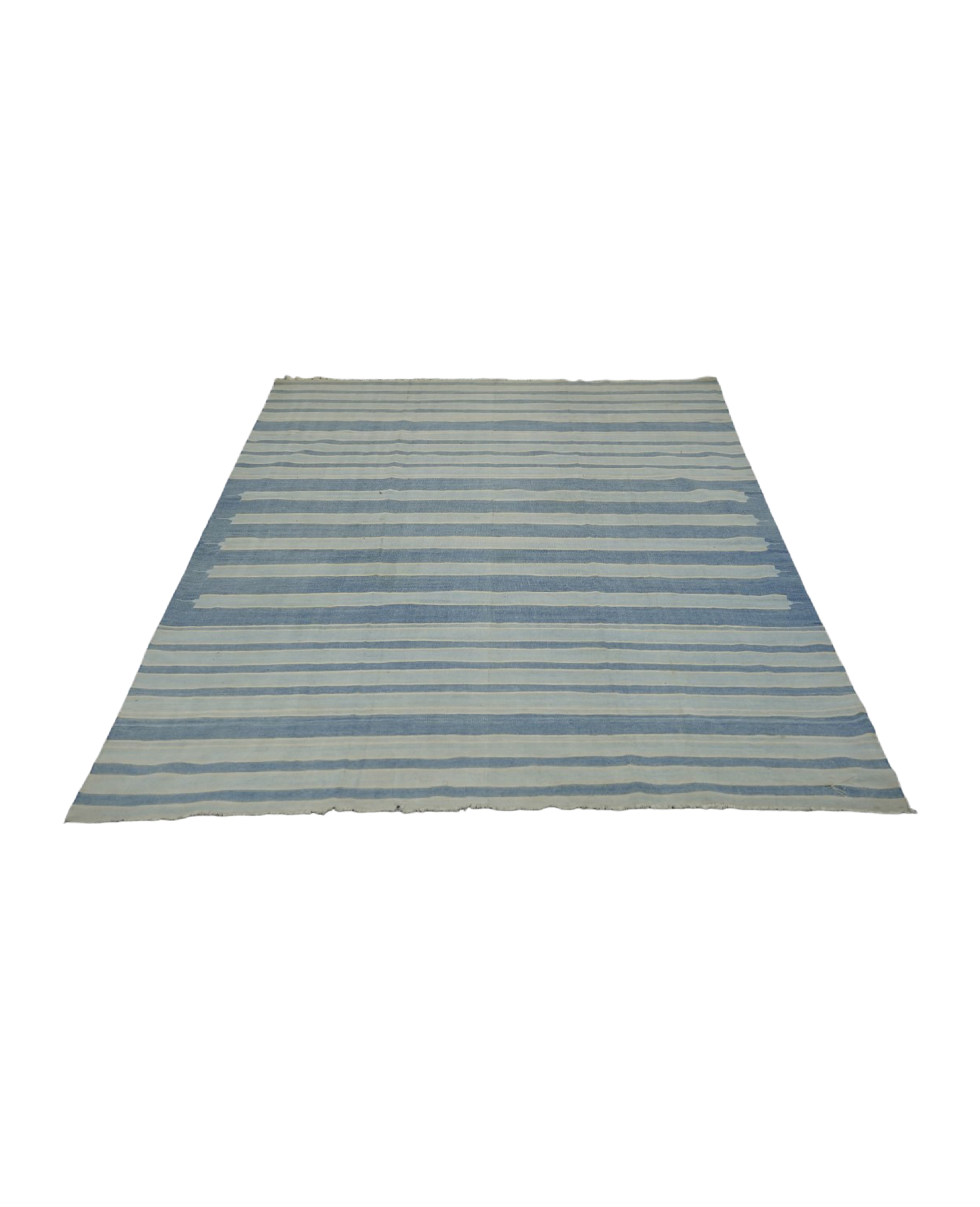 Dhurrie Rug - Blue and Gray Stripes