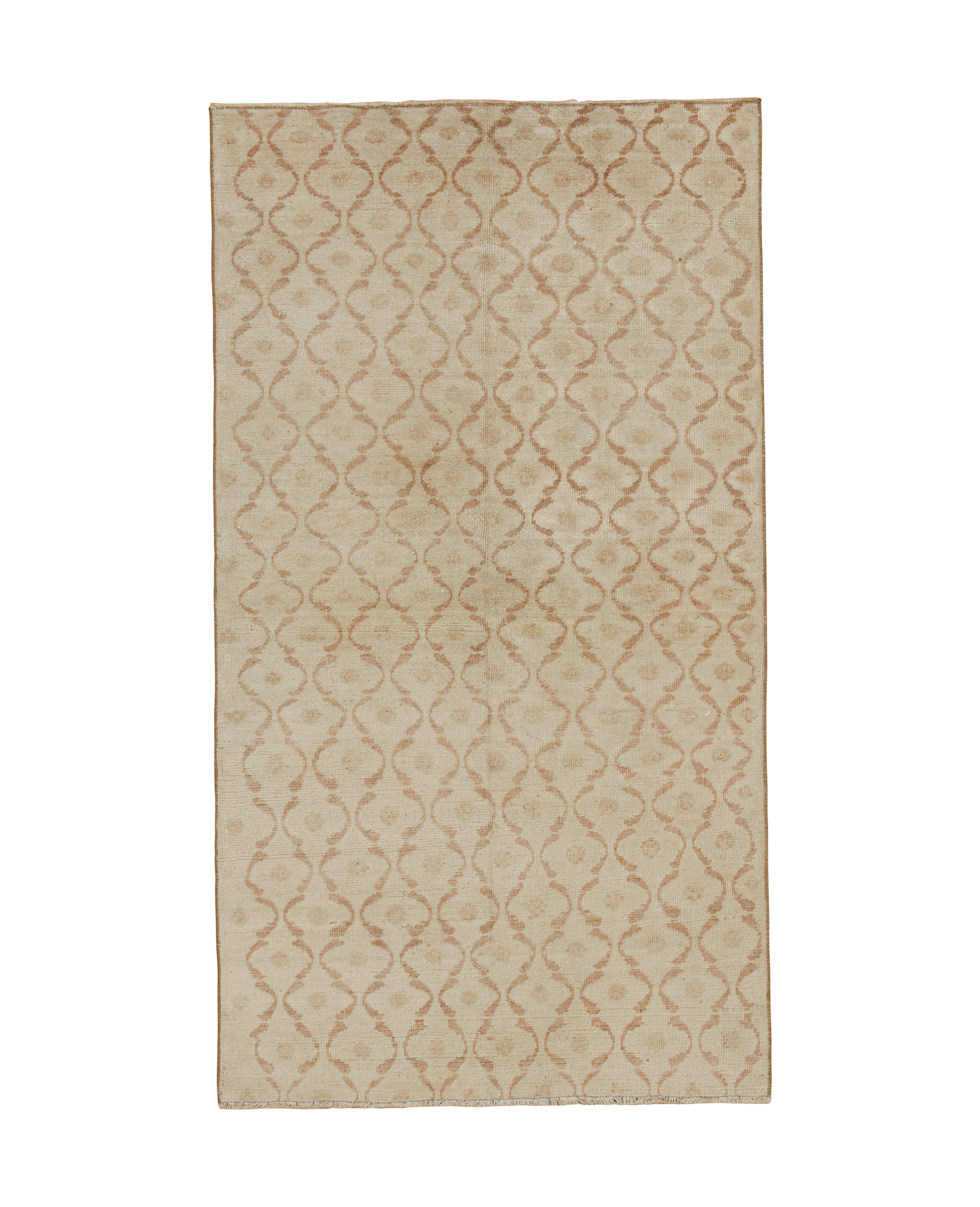 Vintage Zeki Müren Runner - Beige and Brown Lattice from Turkey made of Wool