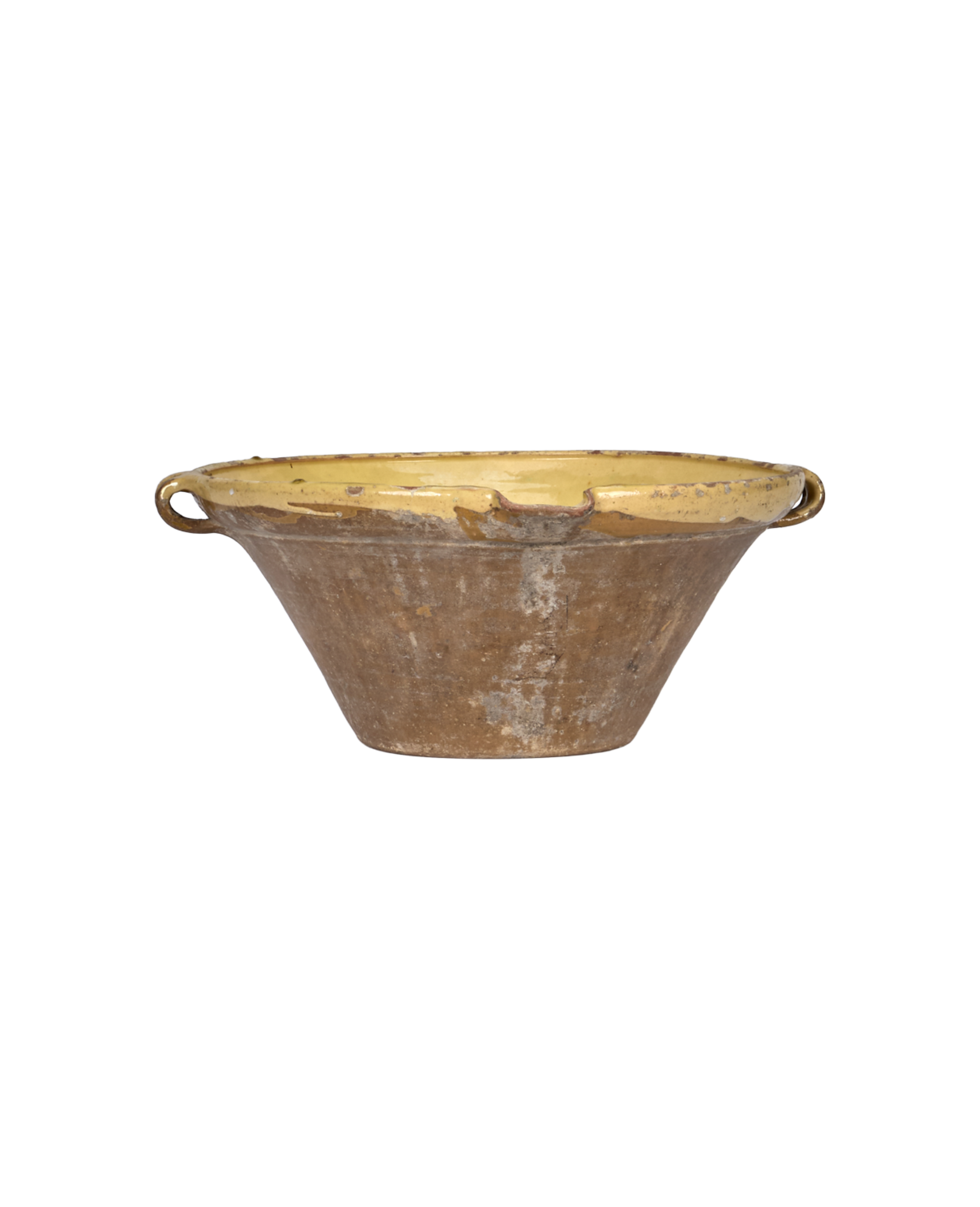 Antique Serving Bowl - Yellow Ochre Glaze from France made of Ceramic