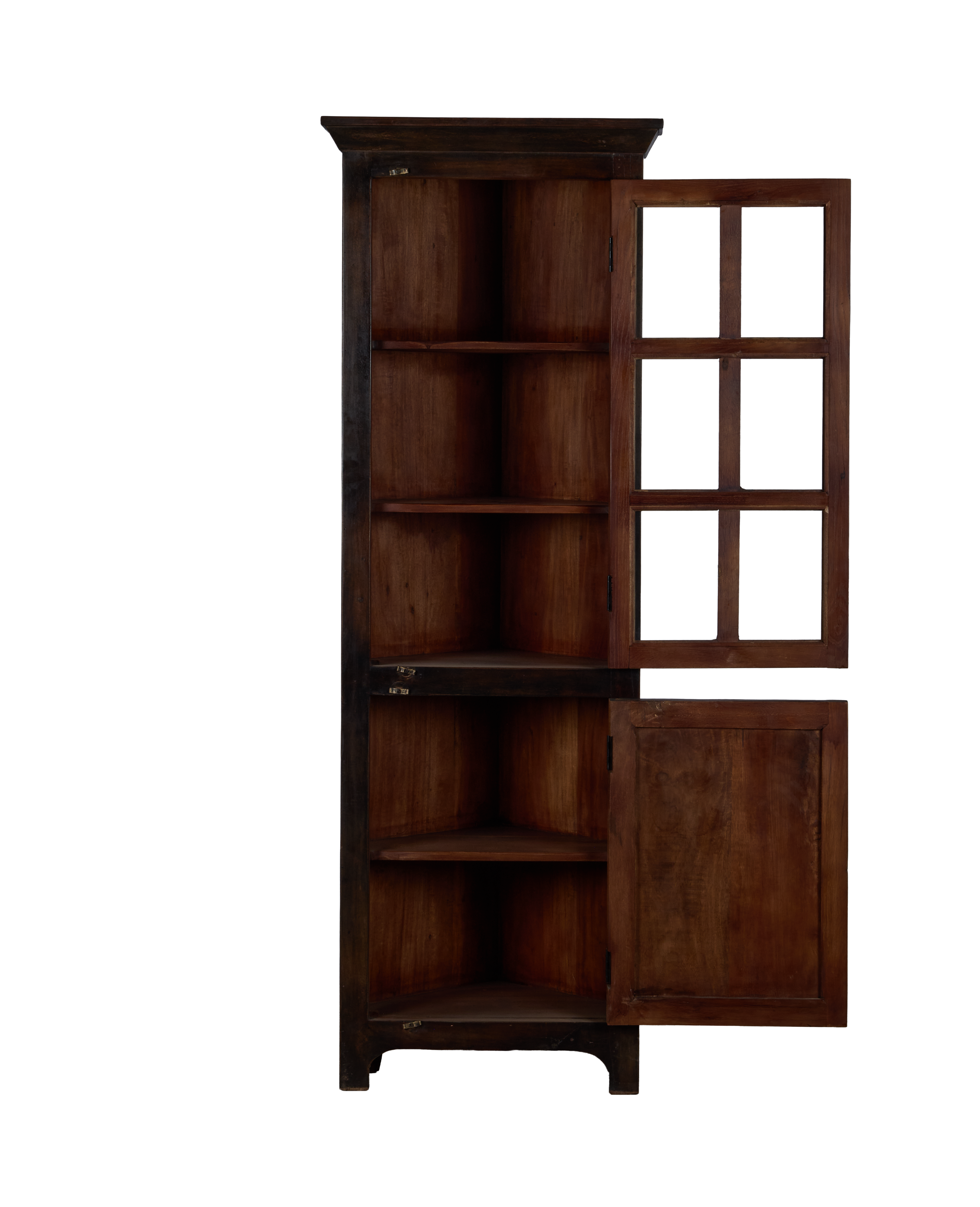 Wood Corner Cabinet - Stained