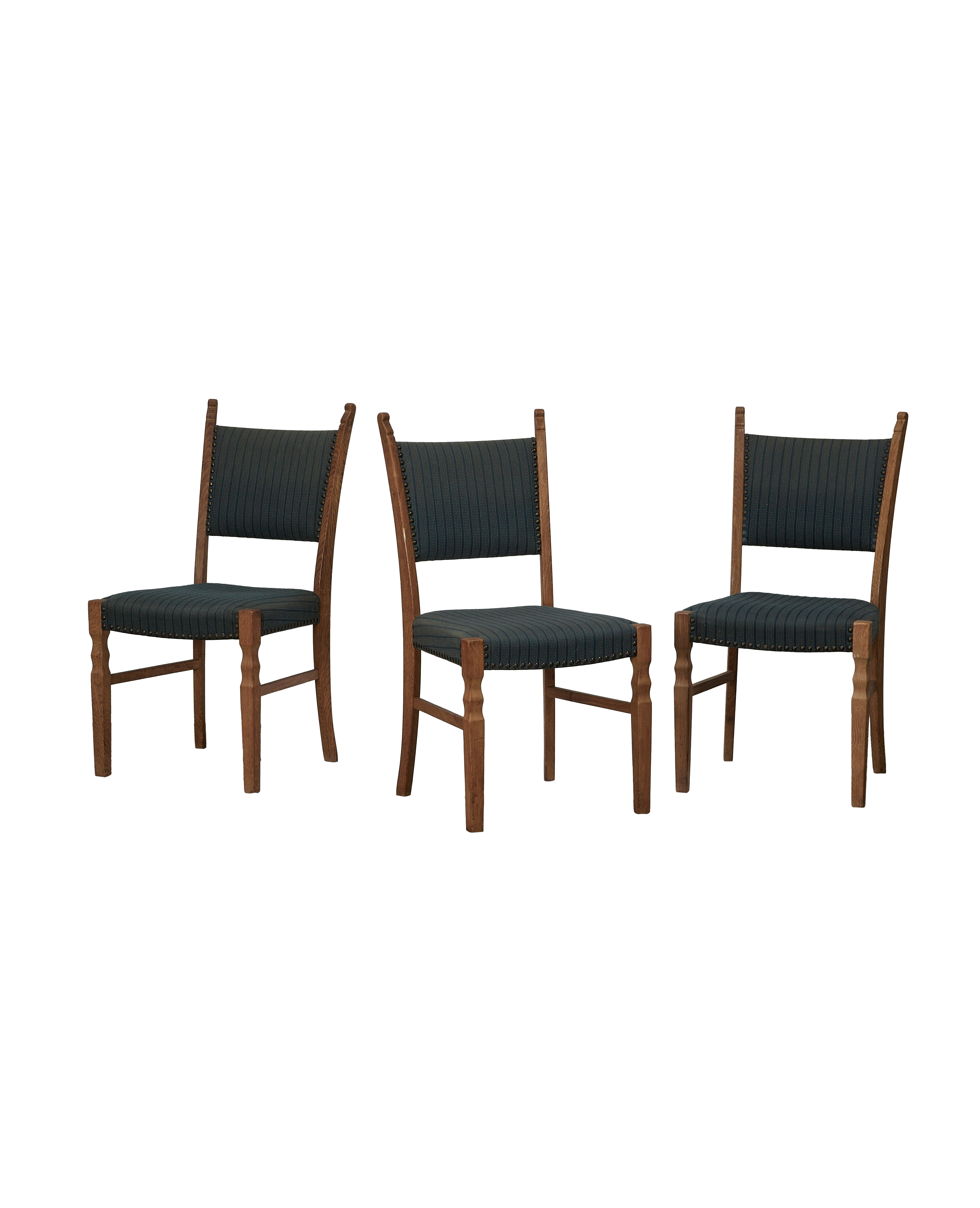 Vintage Henning Style Chair - Bastide Blue Stripe from Denmark made of Upholstery