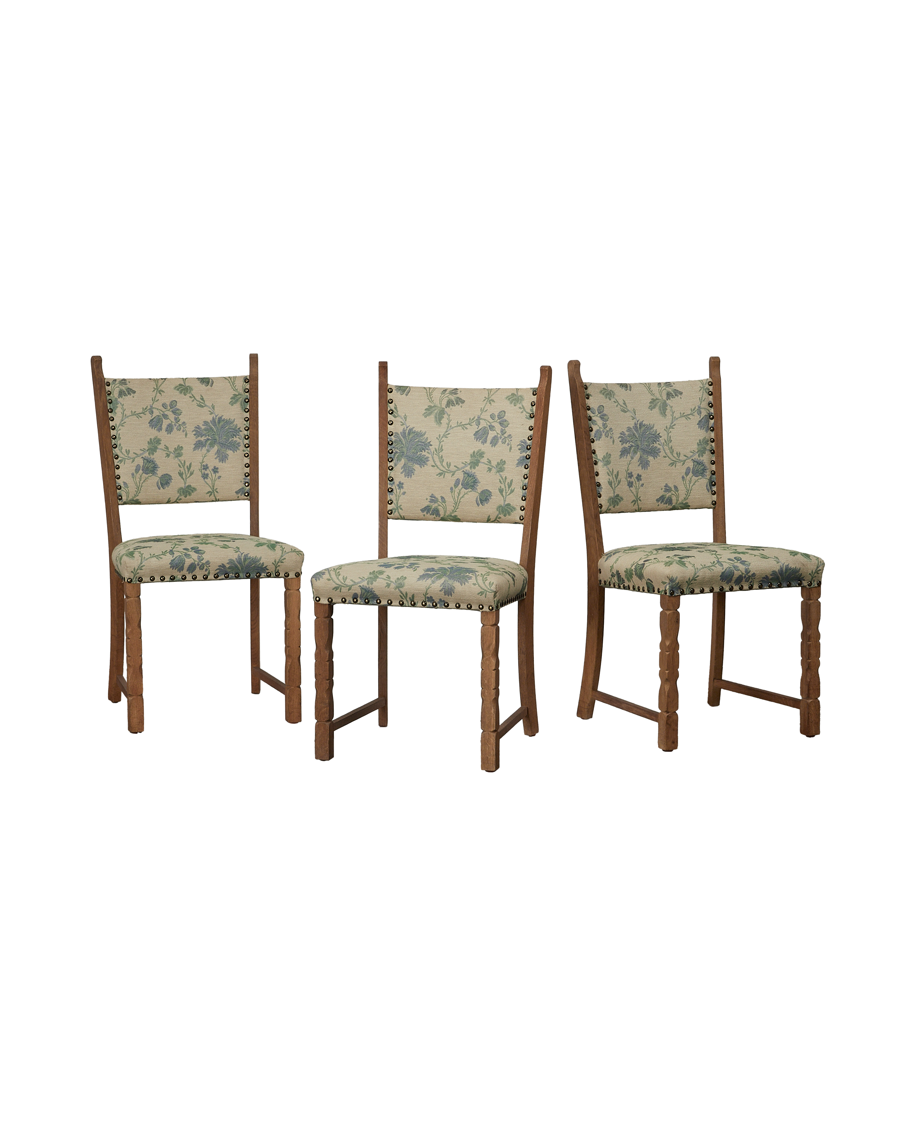 Vintage Henning Style Chair - Manor Bluebells from Denmark made of Upholstery
