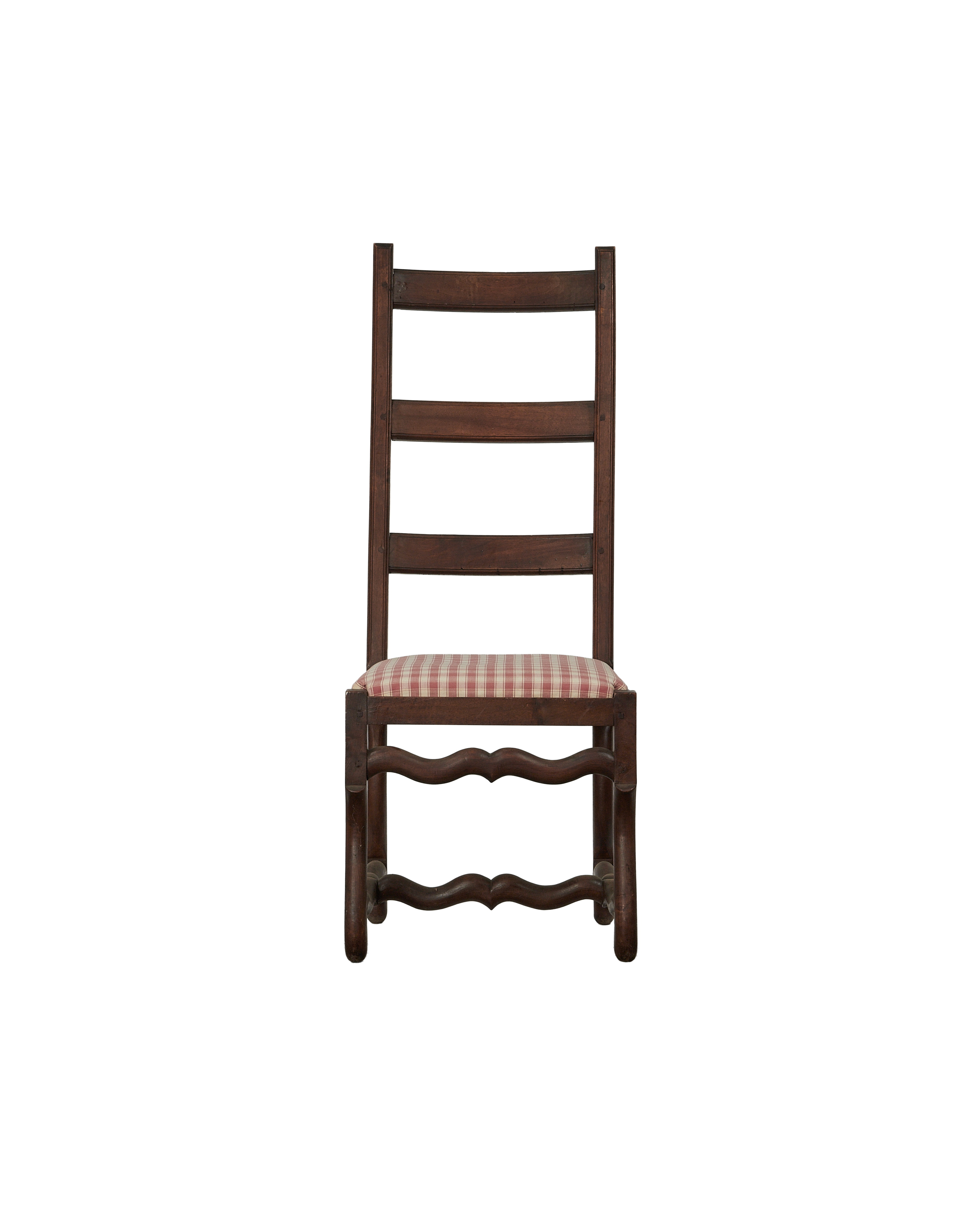 Vintage Mutton Foot Chairs - Red Check from Denmark made of Upholstery