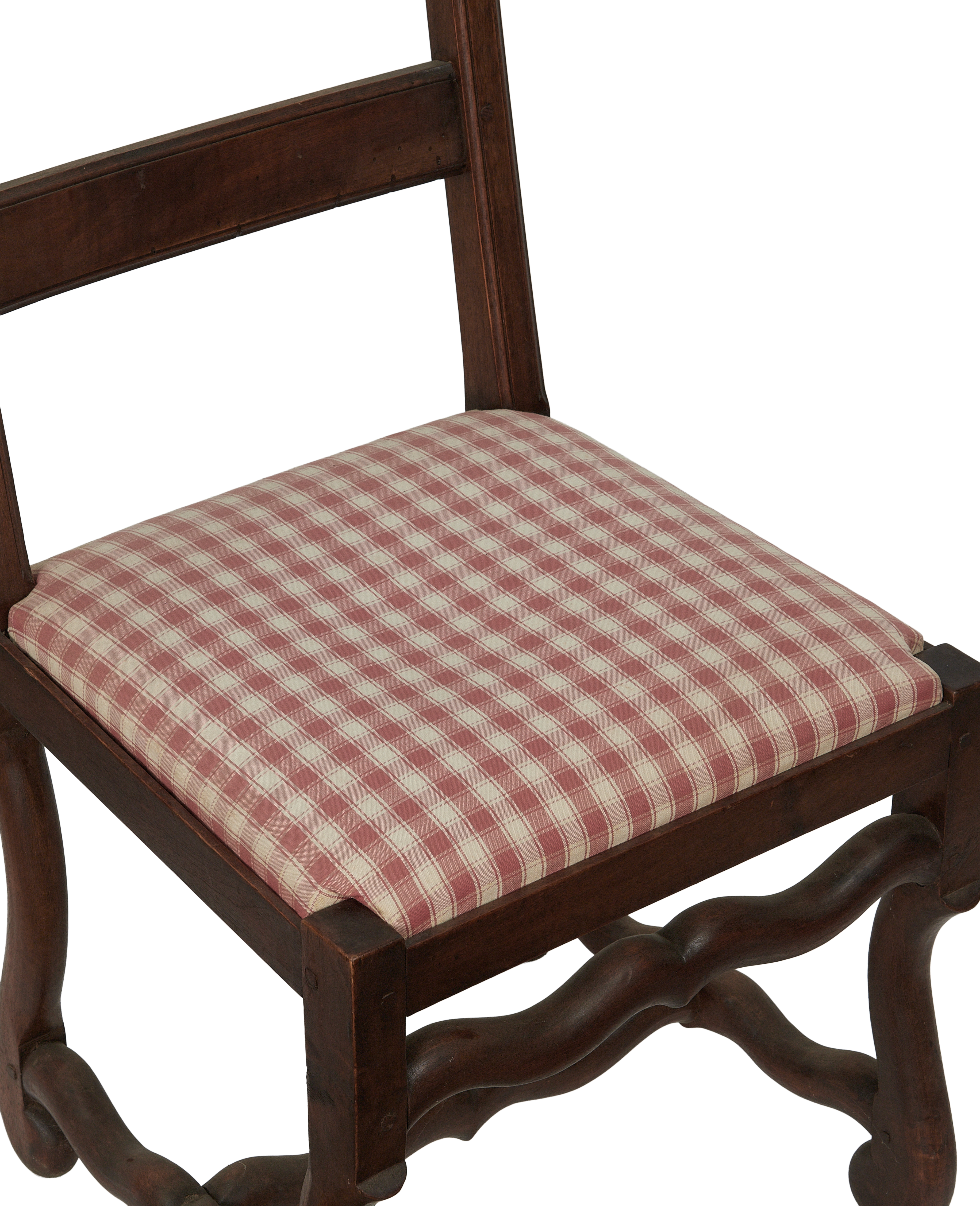 Vintage Mutton Foot Chairs - Red Check from Denmark made of Upholstery